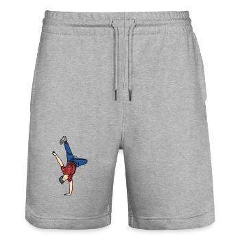 B Boy Zeichnung - Stanley/Stella Unisex Bio Joggingshorts Trainer  - Grau meliert - Vorne - Nik (191cm) & Marisol (170cm)