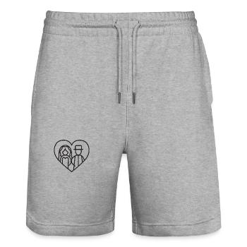 Loving couple in the heart - Stanley/Stella Trainer Unisex Organic Jogging Shorts - heather grey - Front - Nik (191cm) & Marisol (170cm)