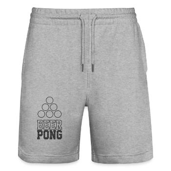 Bier Pong Logo 7 - Stanley/Stella Unisex Bio Joggingshorts Trainer  - Grau meliert - Vorne - Nik (191cm) & Marisol (170cm)