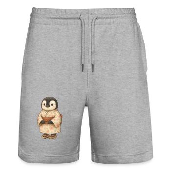 Cute Penguin Cartoon Japan Holiday Kimono Kawaii - Stanley/Stella Trainer Unisex Organic Jogging Shorts - heather grey - Front - Nik (191cm) & Marisol (170cm)