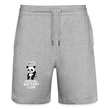 social battery low panda - Stanley/Stella Unisex Bio Joggingshorts Trainer  - Grau meliert - Vorne - Nik (191cm) & Marisol (170cm)