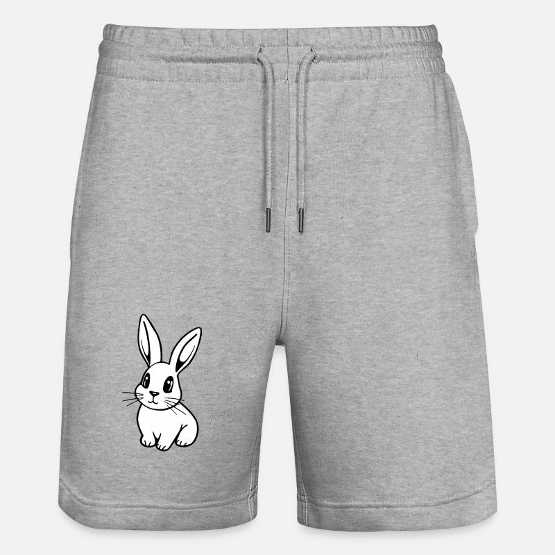 Lapin blanc mignon de Pâques  - Short de jogging bio TRAINER Stanley/Stella unisexe - gris chiné