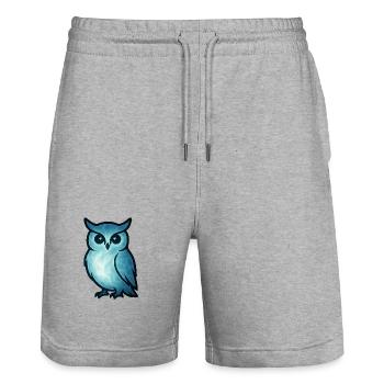 Soul Animal and Guardian Being: Owl - Stanley/Stella Trainer Unisex Organic Jogging Shorts - heather grey - Front - Nik (191cm) & Marisol (170cm)