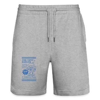 Das beschwipste Dachs-Maskottchen - Stanley/Stella Unisex Bio Joggingshorts Trainer  - Grau meliert - Vorne - Nik (191cm) & Marisol (170cm)