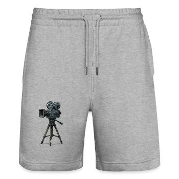 Vintage Film Camera Tripod - Stanley/Stella Trainer Unisex Organic Jogging Shorts - heather grey - Front - Nik (191cm) & Marisol (170cm)