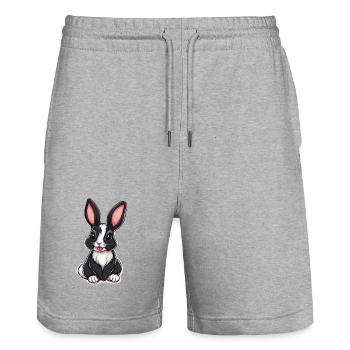 Hare - Stanley/Stella Trainer Unisex Organic Jogging Shorts - heather grey - Front - Nik (191cm) & Marisol (170cm)
