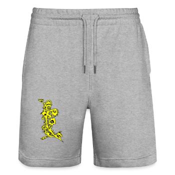 Yellow Flower Detail Ornament - Stanley/Stella Trainer Unisex Organic Jogging Shorts - heather grey - Front - Nik (191cm) & Marisol (170cm)