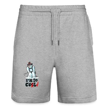 1421-michel-so-cold - Stanley/Stella Trainer Unisex Organic Jogging Shorts - heather grey - Front - Nik (191cm) & Marisol (170cm)
