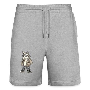 Einhorn Cool Winter - Stanley/Stella Unisex Bio Joggingshorts Trainer  - Grau meliert - Vorne - Nik (191cm) & Marisol (170cm)