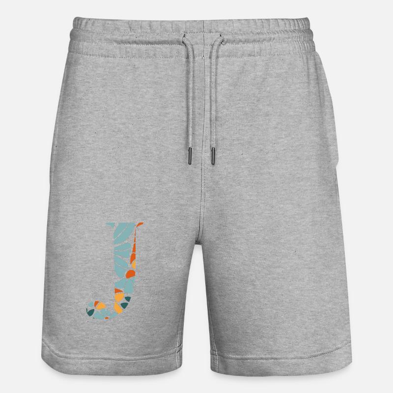Lettre j fleurs groovy idée cadeau  - Short de jogging bio TRAINER Stanley/Stella unisexe - gris chiné
