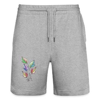 Blätter - Stanley/Stella Unisex Bio Joggingshorts Trainer  - Grau meliert - Vorne - Nik (191cm) & Marisol (170cm)