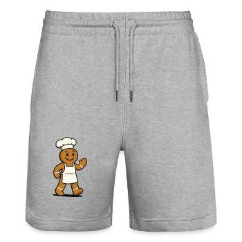 Lebkuchenkoch  - Stanley/Stella Unisex Bio Joggingshorts Trainer  - Grau meliert - Vorne - Nik (191cm) & Marisol (170cm)