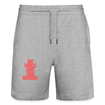 bad_choices_make_good_memories - Stanley/Stella Unisex Bio Joggingshorts Trainer  - Grau meliert - Vorne - Nik (191cm) & Marisol (170cm)