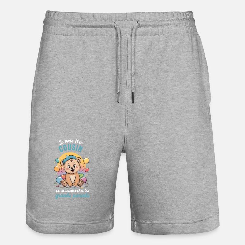 Schwangerschaftsankündigung Geschenk Cousin-Junge Onkel - Stanley/Stella Unisex Bio Joggingshorts Trainer  - Grau meliert
