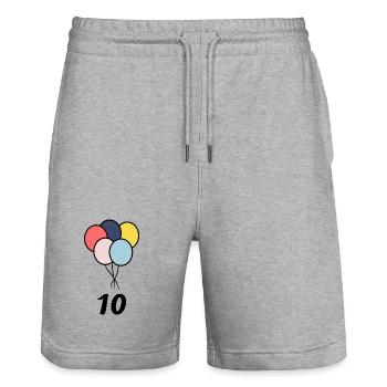 10. 10 YEARS. 10th ANNIVERSARY. 10 YEAR ANNIVERSARY. - Stanley/Stella Trainer Unisex Organic Jogging Shorts - heather grey - Front - Nik (191cm) & Marisol (170cm)
