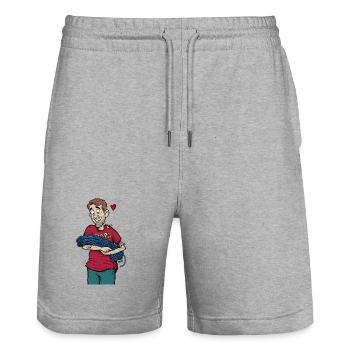 Papa_Climber - Stanley/Stella Unisex Bio Joggingshorts Trainer  - Grau meliert - Vorne - Nik (191cm) & Marisol (170cm)