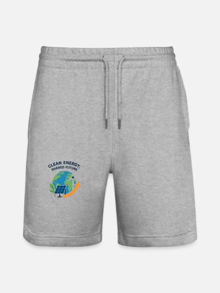 Planet Power: Clean Energy Globe - Stanley/Stella Trainer Unisex Organic Jogging Shorts - heather grey