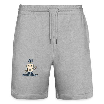 KI-Enthusiasten-Roboter - Stanley/Stella Unisex Bio Joggingshorts Trainer  - Grau meliert - Vorne - Nik (191cm) & Marisol (170cm)