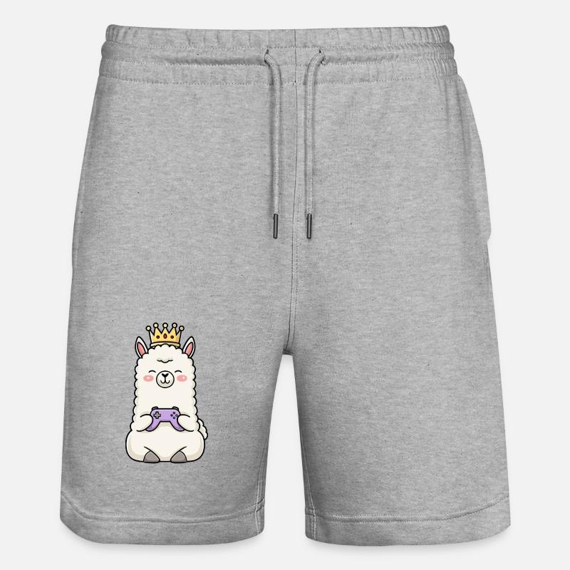 gamen controller krone lama - Stanley/Stella Unisex Bio Joggingshorts Trainer  - Grau meliert