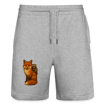 Fuchs und Waschbär - Stanley/Stella Unisex Bio Joggingshorts Trainer  - Grau meliert - Vorne - Nik (191cm) & Marisol (170cm)