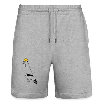 Pigeon Construction Helmet – Minimal Illustration - Stanley/Stella Unisex Bio Joggingshorts Trainer  - Grau meliert - Vorne - Nik (191cm) & Marisol (170cm)