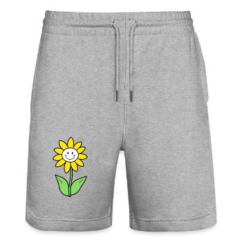 Smiling Sunflower Graphic - Stanley/Stella Trainer Unisex Organic Jogging Shorts - heather grey - Front - Nik (191cm) & Marisol (170cm)