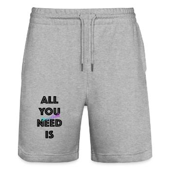 Handball Gradient Script - Short de jogging bio TRAINER Stanley/Stella unisexe - gris chiné - Devant - Nik (191cm) & Marisol (170cm)