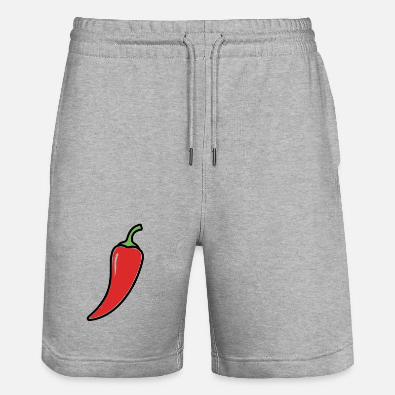 Chili Schote Scharf Comic - Stanley/Stella Unisex Bio Joggingshorts Trainer  - Grau meliert