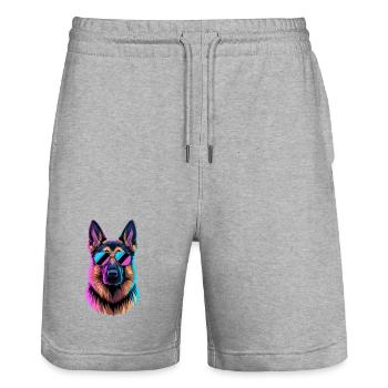 Les chiens bergers allemands adorent les chiens bergers allemands - Short de jogging bio TRAINER Stanley/Stella unisexe - gris chiné - Devant - Nik (191cm) & Marisol (170cm)