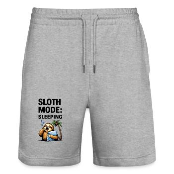 Sleepy Sloth Palm Night - Stanley/Stella Trainer Unisex Organic Jogging Shorts - heather grey - Front - Nik (191cm) & Marisol (170cm)