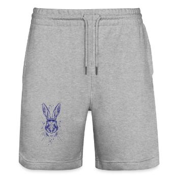 Lapin de Pâques Animal Vintage de Pâques - Short de jogging bio TRAINER Stanley/Stella unisexe - gris chiné - Devant - Nik (191cm) & Marisol (170cm)