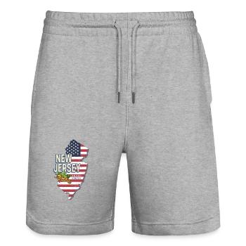 New Jersey United States Vintage USA Souvenir - Stanley/Stella Trainer Unisex Organic Jogging Shorts - heather grey - Front - Nik (191cm) & Marisol (170cm)