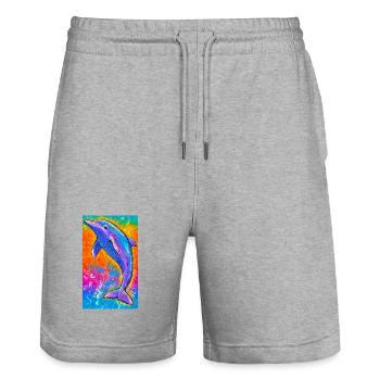 dolphin - Stanley/Stella Trainer Unisex Organic Jogging Shorts - heather grey - Front - Nik (191cm) & Marisol (170cm)