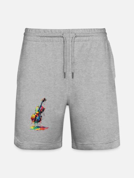 Violin med dryppende maling - Stanley/Stella Trainer økologiske unisex joggingshorts - grå meleret