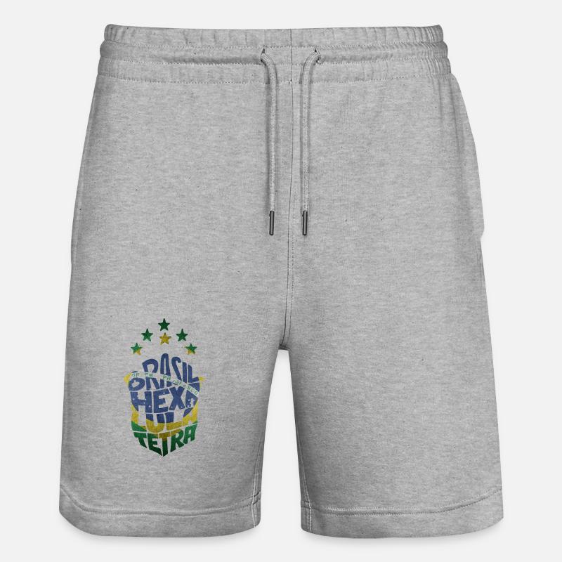 Brasil Hexa Lula Tetra - Short de jogging bio TRAINER Stanley/Stella unisexe - gris chiné