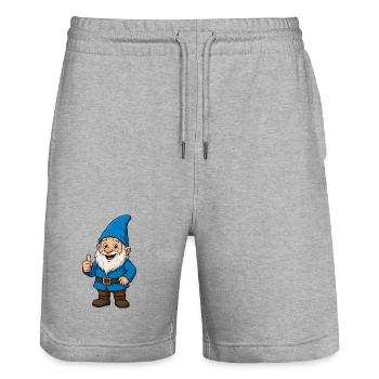 Blauer Gartenzwerg Daumenhoch - Stanley/Stella Unisex Bio Joggingshorts Trainer  - Grau meliert - Vorne - Nik (191cm) & Marisol (170cm)
