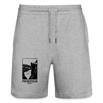 Pulpit Rock Norway Silhouette - Stanley/Stella Trainer Unisex Organic Jogging Shorts - heather grey - Front - Nik (191cm) & Marisol (170cm)