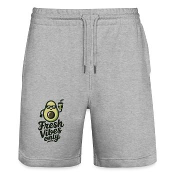 Avocado Sommer Shirt Geschenk für Avocado Fans - Stanley/Stella Unisex Bio Joggingshorts Trainer  - Grau meliert - Vorne - Nik (191cm) & Marisol (170cm)