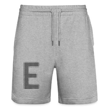 Buchstabe E – Punktmuster Initial Design - Stanley/Stella Unisex Bio Joggingshorts Trainer  - Grau meliert - Vorne - Nik (191cm) & Marisol (170cm)
