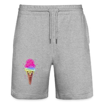 Eiswaffel - Stanley/Stella Trainer Unisex Organic Jogging Shorts - heather grey - Front - Nik (191cm) & Marisol (170cm)