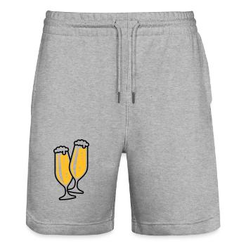 Pilsglas Schlank (Bier / Pils / Biertulpe / 2C) - Stanley/Stella Unisex Bio Joggingshorts Trainer  - Grau meliert - Vorne - Nik (191cm) & Marisol (170cm)