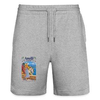 Amalfi Coastal Vue: Robe estivale - Short de jogging bio TRAINER Stanley/Stella unisexe - gris chiné - Devant - Nik (191cm) & Marisol (170cm)