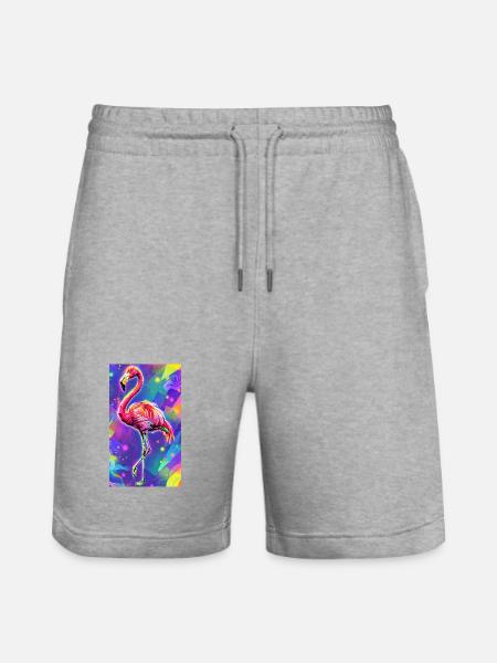 Flamingo - Stanley/Stella Unisex Bio Joggingshorts Trainer  - Grau meliert