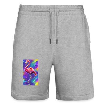 Flamant - Short de jogging bio TRAINER Stanley/Stella unisexe - gris chiné - Devant - Nik (191cm) & Marisol (170cm)