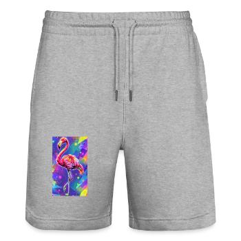 Flamant - Short de jogging bio TRAINER Stanley/Stella unisexe - gris chiné - Devant - Nik (191cm) & Marisol (170cm)