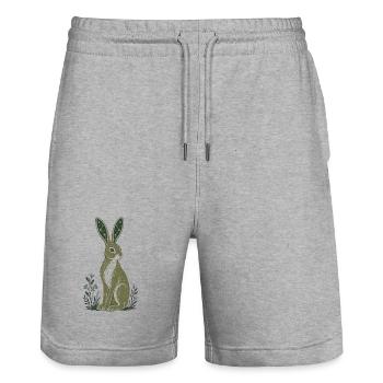 Ohren der Sternhasenkonstellation Himmelshasen - Stanley/Stella Unisex Bio Joggingshorts Trainer  - Grau meliert - Vorne - Nik (191cm) & Marisol (170cm)