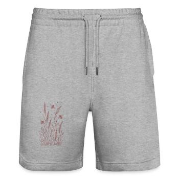 Bees and flowers - Stanley/Stella Trainer Unisex Organic Jogging Shorts - heather grey - Front - Nik (191cm) & Marisol (170cm)