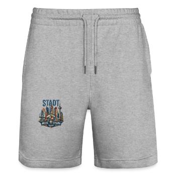 Stadt Dynamik: Kultur & Licht - Stanley/Stella Unisex Bio Joggingshorts Trainer  - Grau meliert - Vorne - Nik (191cm) & Marisol (170cm)