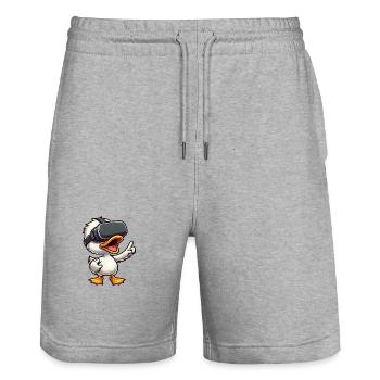 VR Duck Gamer Gamer Computer Nerd - Stanley/Stella Trainer Unisex Organic Jogging Shorts - heather grey - Front - Nik (191cm) & Marisol (170cm)