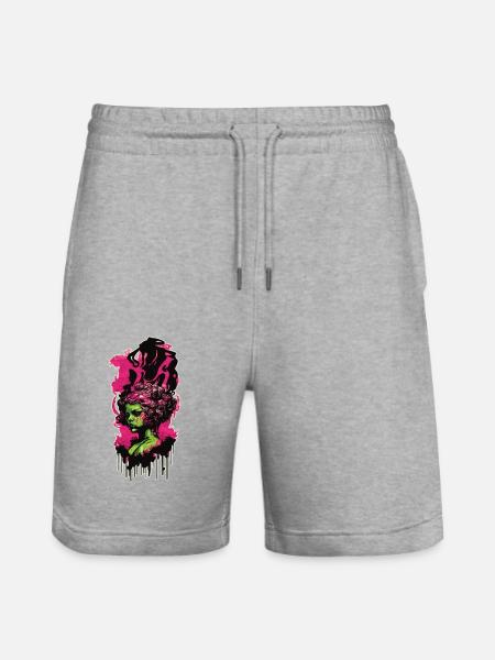 Neon Graffiti - Stanley/Stella Trainer Unisex Organic Jogging Shorts - heather grey